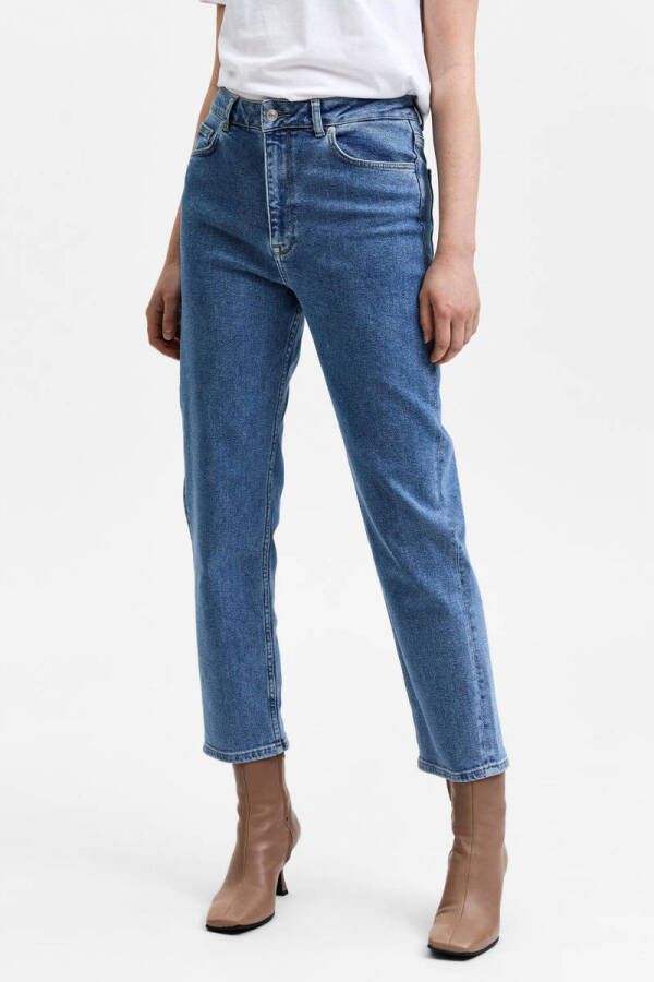 Selected Femme Straight fit high waist jeans met biologische katoenmix model 'Emine'
