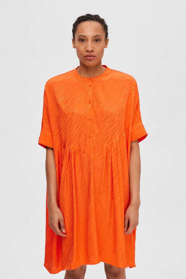 SELECTED FEMME Curve A-lijn jurk SLFABIENNE met zebraprint oranje