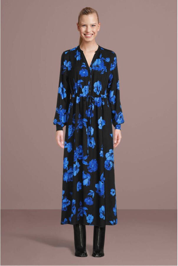 SELECTED FEMME gebloemde maxi jurk SLFKATRINA zwart blauw