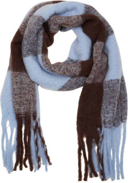 SELECTED FEMME geruite sjaal met franjes SLFTALLY blauw zwart