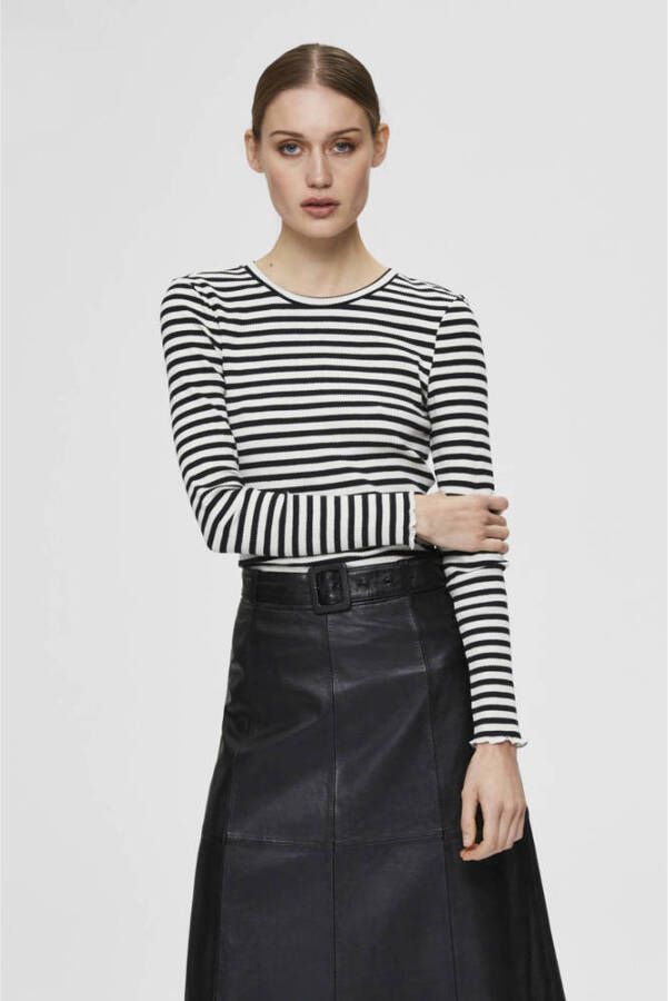 SELECTED WOMEN Dames Tops & T-shirts Anna Ls Crew Neck Tee Stripe Wit - Foto 5