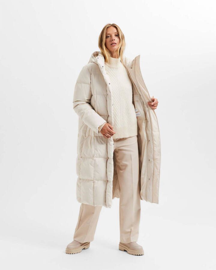 SELECTED FEMME gewatteerde jas SLFNITA van gerecycled polyester wit