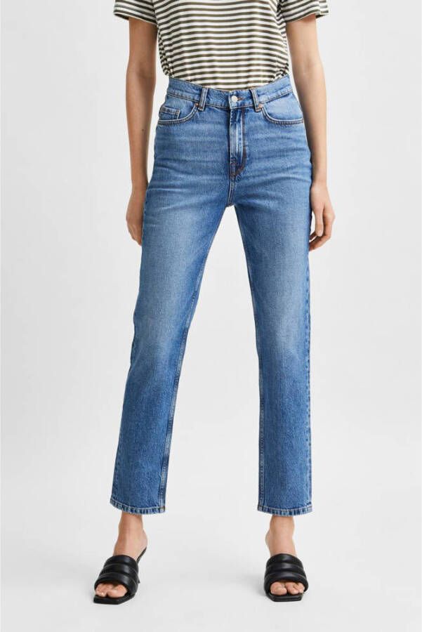 SELECTED FEMME high waist straight fit jeans SLFAMY medium blue denim