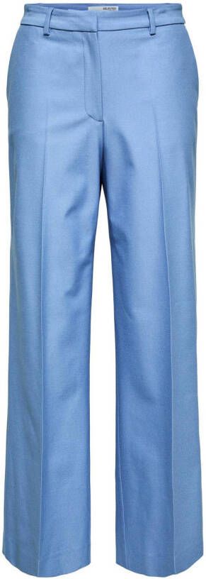 SELECTED FEMME high waist straight fit pantalon SLFELIANA blauw