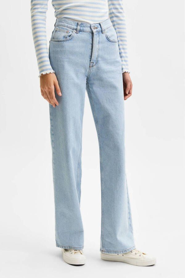 SELECTED FEMME high waist wide leg jeans SLFALICE lichtblauw