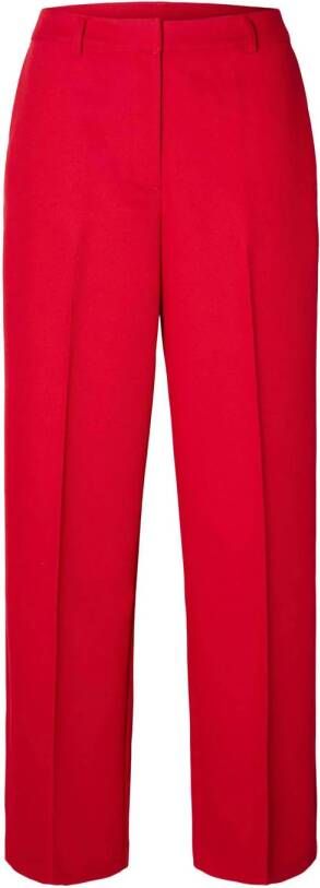 SELECTED FEMME high waist wide leg pantalon SLFELIANA van gerecycled polyester rood
