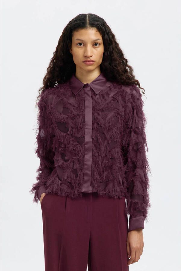 Selected Femme Regular fit overhemdblouse in semi-transparante look model 'MYLINE' - Foto 6