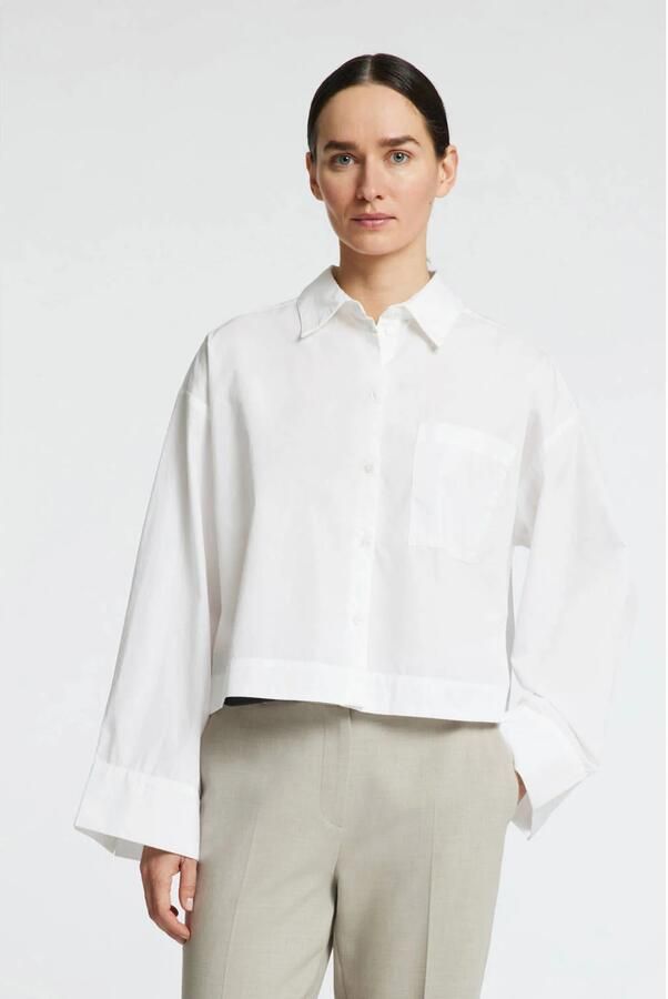 SELECTED FEMME Dames Blouses Slfastha Ls Cropped Boxy Shirt Wit - Foto 5