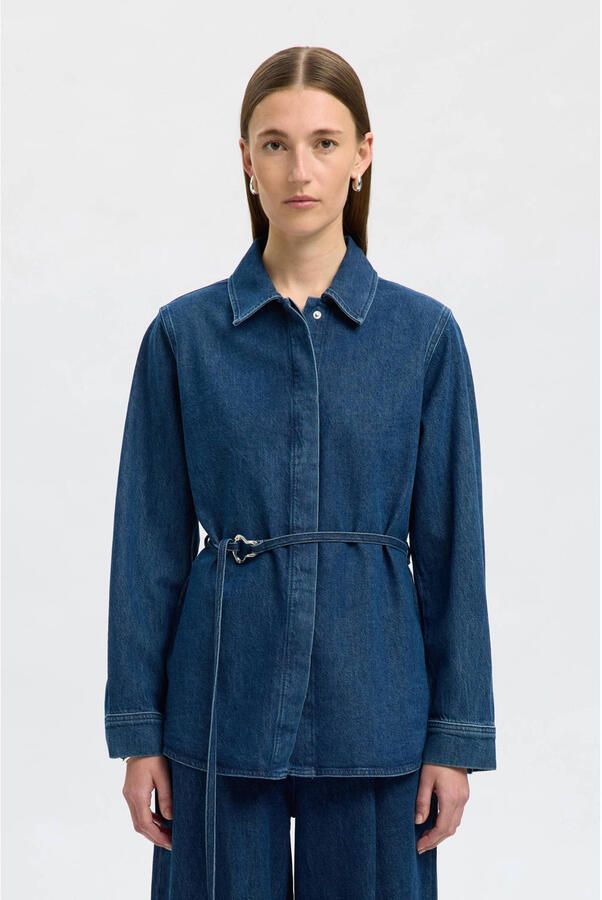 SELECTED WOMEN Dames Blouses Slfrelaxed Selma-noa Ls Denim Shirt Donkerblauw - Foto 7