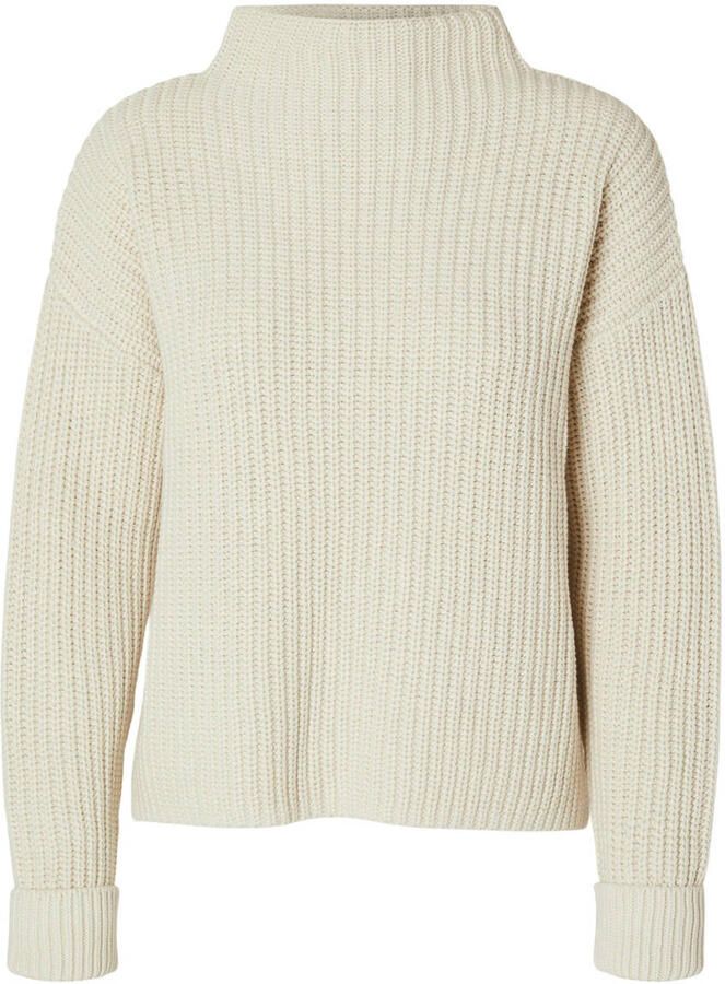 Selected Femme Regular fit gebreide pullover van katoenmix model 'SELMA'