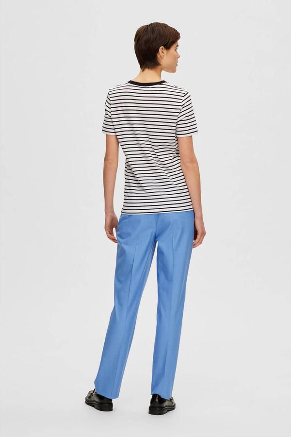 SELECTED FEMME gestreept T-shirt SLFMYESSENTIAL van katoen zwart wit - Foto 2