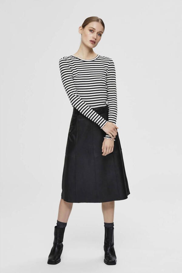 SELECTED WOMEN Dames Tops & T-shirts Anna Ls Crew Neck Tee Stripe Wit - Foto 7