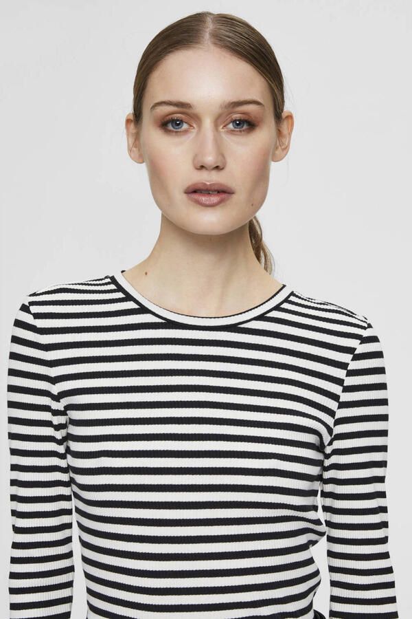 SELECTED WOMEN Dames Tops & T-shirts Anna Ls Crew Neck Tee Stripe Wit - Foto 6