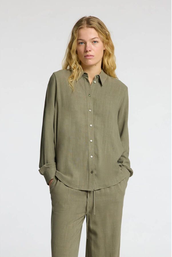 SELECTED FEMME linnen blouse kaki - Foto 2