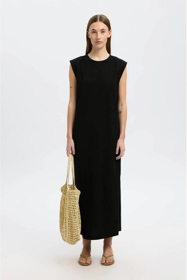 SELECTED FEMME Dames Jurken Slfhalley Sl Shoulderpad Ankle Zwart - Foto 6