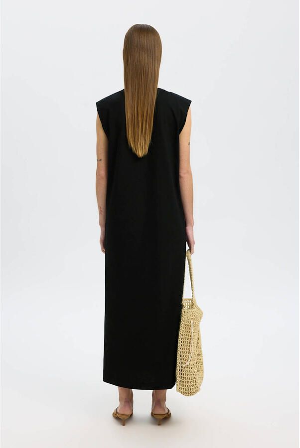 SELECTED FEMME Dames Jurken Slfhalley Sl Shoulderpad Ankle Zwart - Foto 5