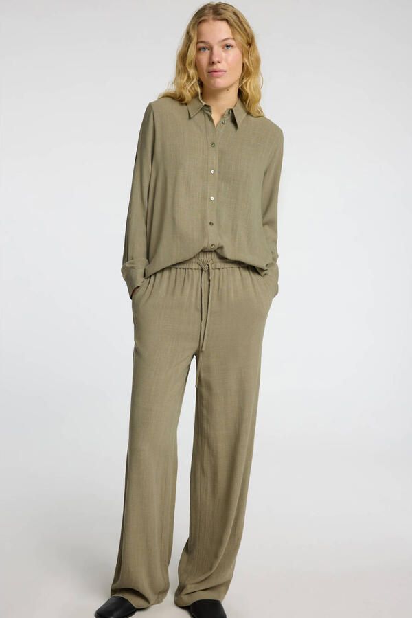 Selected Femme High waist broek van een mix van viscose en linnen model 'VIVA-GULIA' - Foto 2