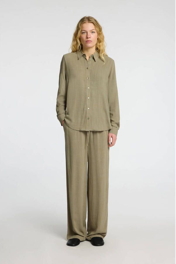 Selected Femme High waist broek van een mix van viscose en linnen model 'VIVA-GULIA'