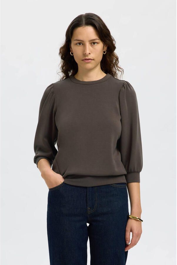 SELECTED WOMEN Dames Tops & T-shirts Slftenny 3 4 Sweat Top Bruin - Foto 5