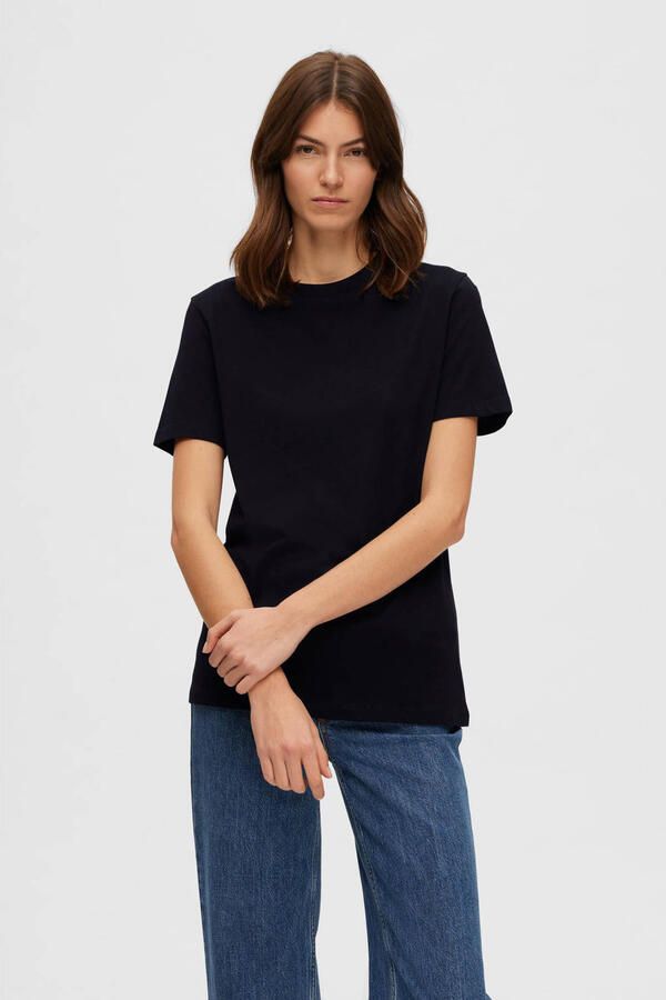 SELECTED WOMEN Dames Tops & T-shirts Slfmyessential Ss O-neck Tee Zwart - Foto 7