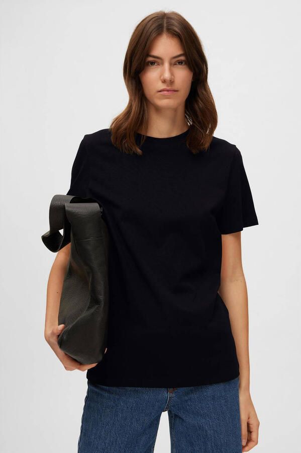 SELECTED WOMEN Dames Tops & T-shirts Slfmyessential Ss O-neck Tee Zwart - Foto 6