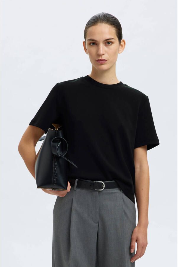 SELECTED WOMEN Dames Tops & T-shirts Slftenny Ss Boxy O-neck Zwart - Foto 5