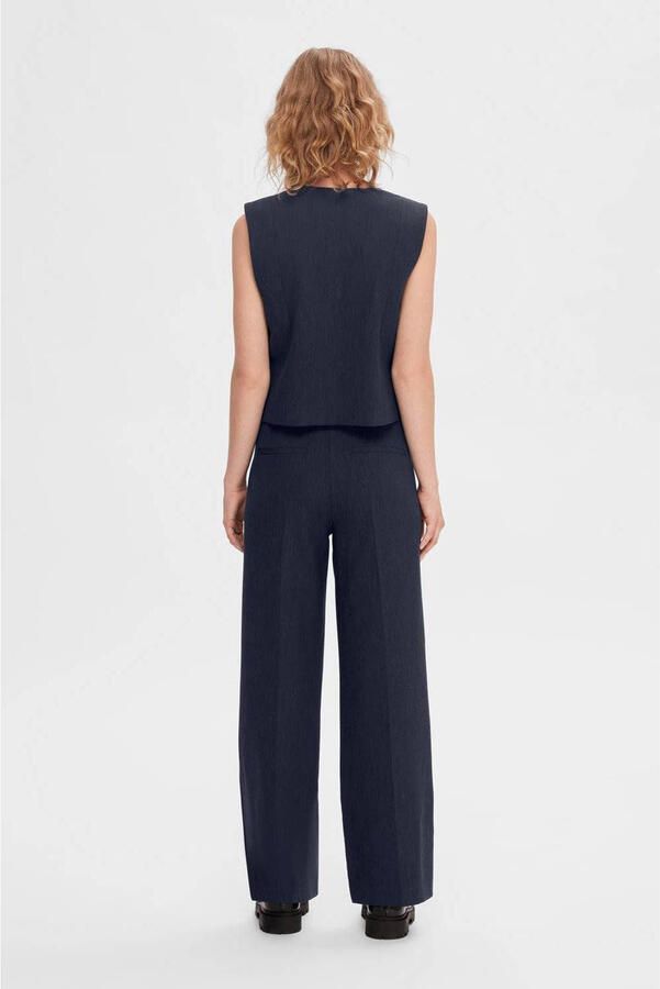 SELECTED FEMME Dames Broeken Slfrita Mw Wide Pant Donkerblauw - Foto 2