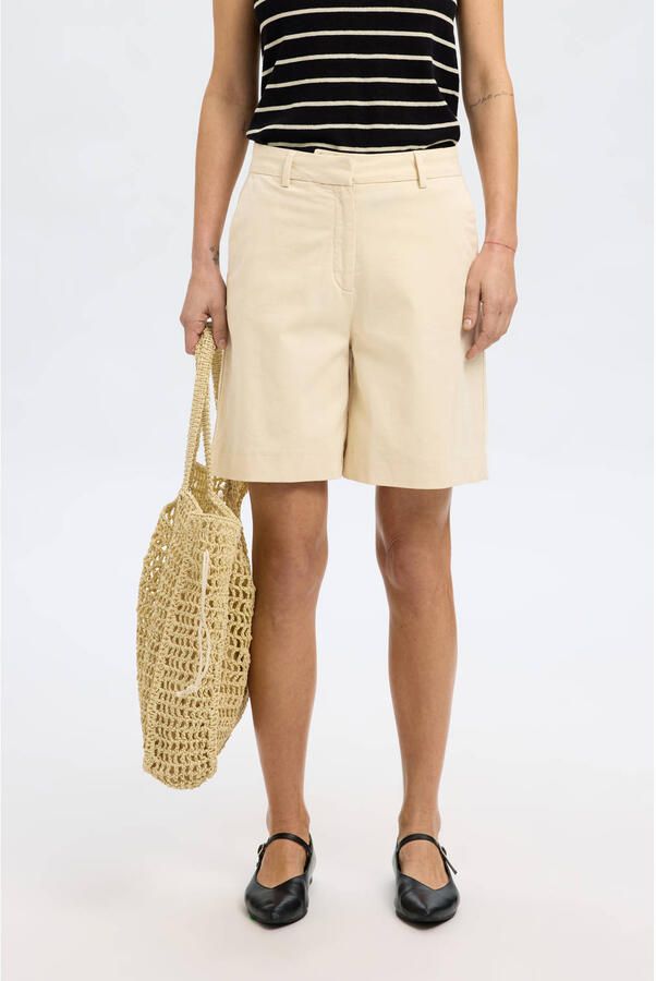 SELECTED FEMME wide leg high waist casual short beige