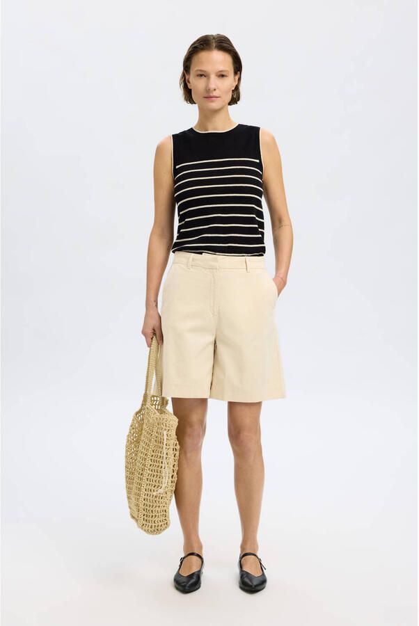 SELECTED FEMME wide leg high waist casual short beige - Foto 3