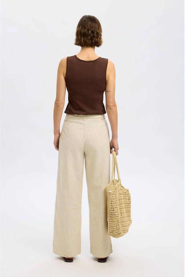 SELECTED FEMME wide leg high waist broek beige - Foto 2