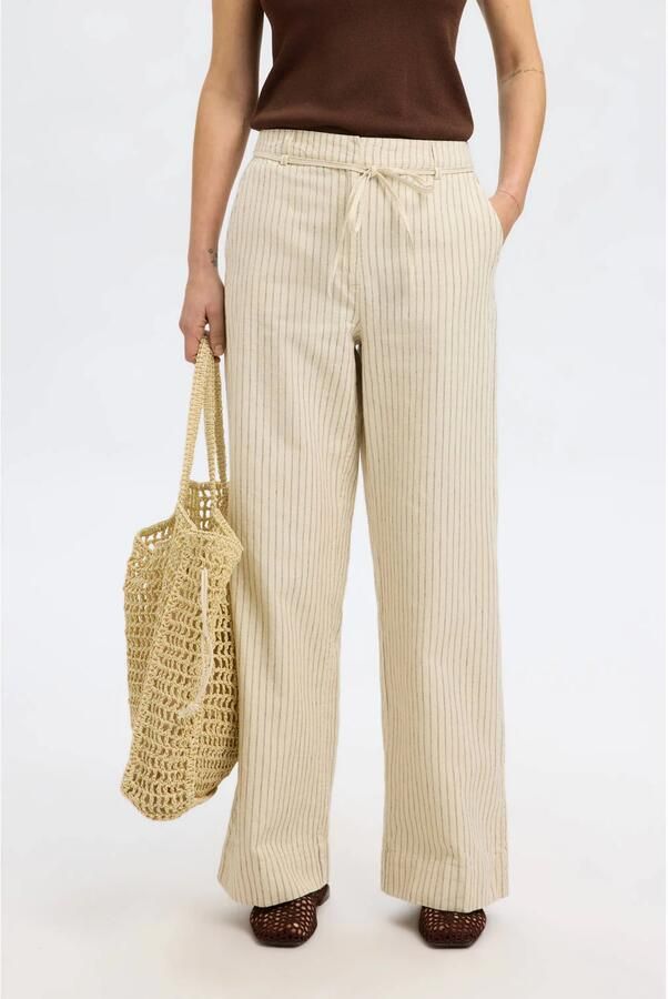SELECTED FEMME wide leg high waist broek beige - Foto 3