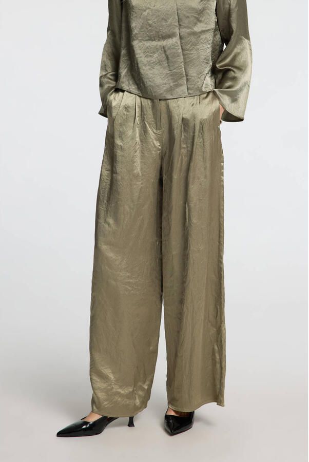 SELECTED FEMME wide leg high waist pantalon kaki