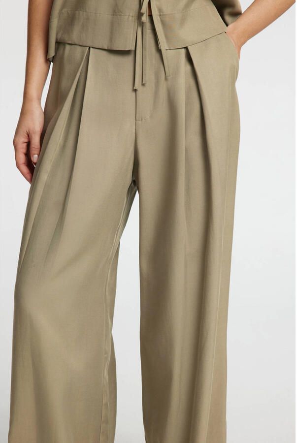 Selected Femme Wide leg bandplooibroek met steekzakken model 'NATUK' - Foto 5