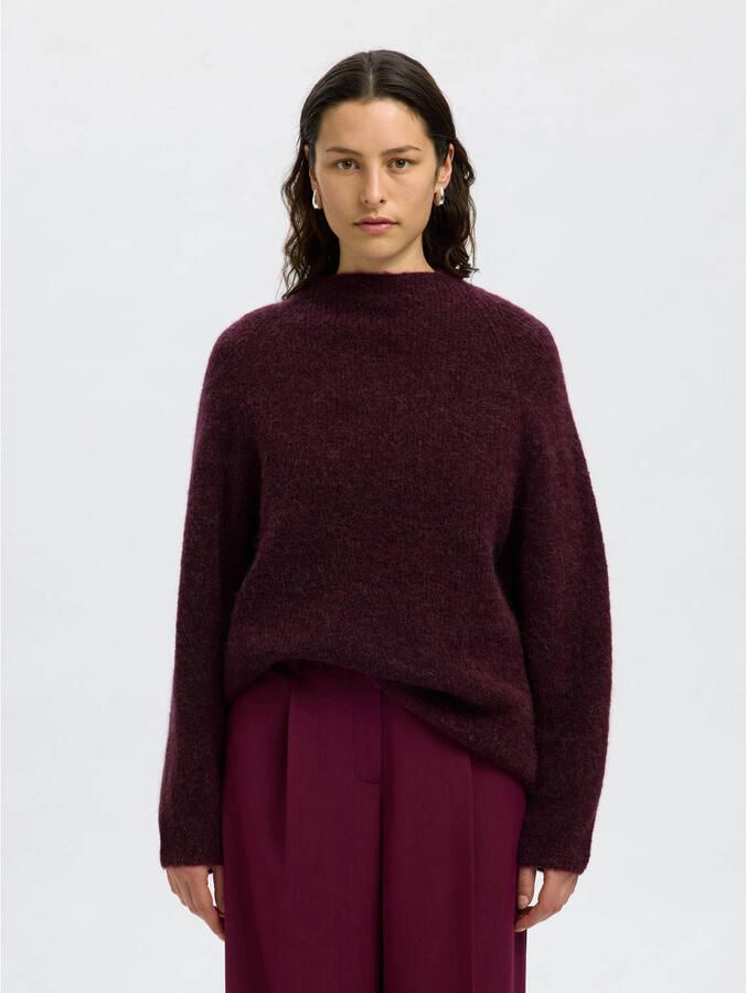 Selected Femme Relaxed fit gebreide pullover van wolmix model 'SIA'