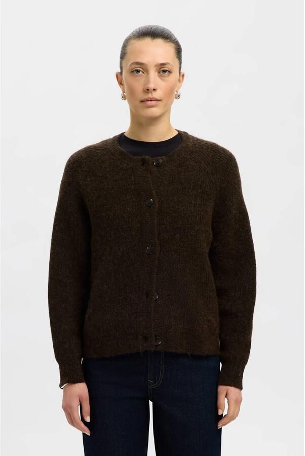 SELECTED FEMME Dames Truien & Vesten Slflulu Ls Knit Short Cardigan Bruin - Foto 6