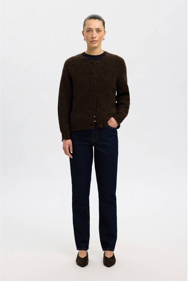 SELECTED FEMME Dames Truien & Vesten Slflulu Ls Knit Short Cardigan Bruin - Foto 5