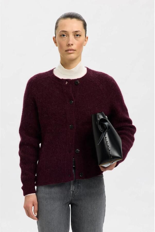 SELECTED FEMME Dames Truien & Vesten Slflulu Ls Knit Short Cardigan Bordeaux - Foto 6