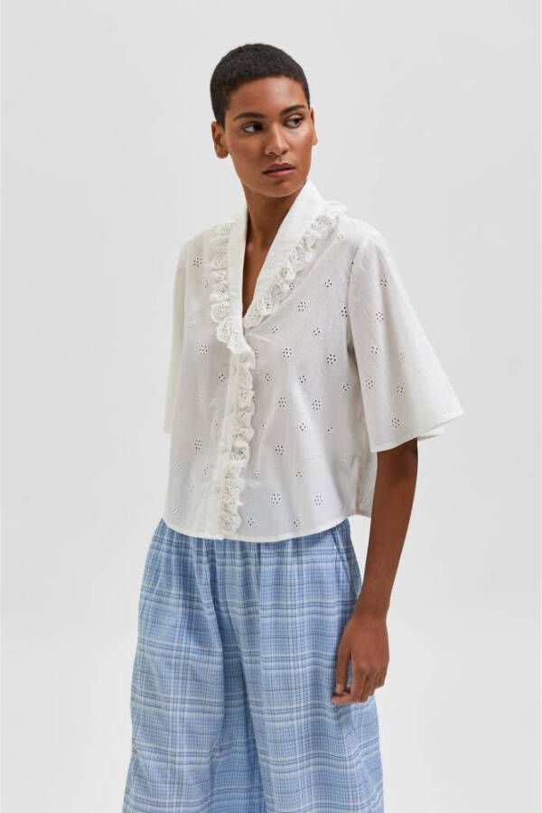 SELECTED FEMME top SLFBRODY van biologisch katoen wit