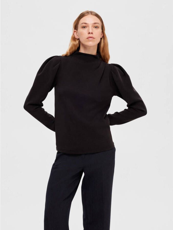 SELECTED FEMME top SLFFENJA met plooien zwart
