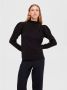 Selected Femme Zwarte Longsleeve Coltrui Top Black Dames - Thumbnail 2