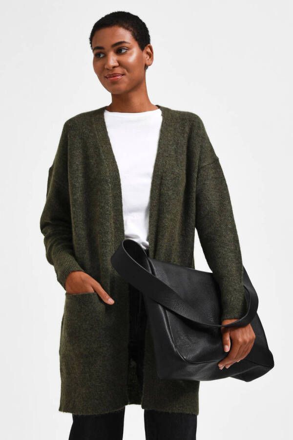 SELECTED FEMME vest met wol groen