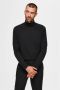Selected Homme Zwarte trui met geribbelde zoom Black Heren - Thumbnail 2