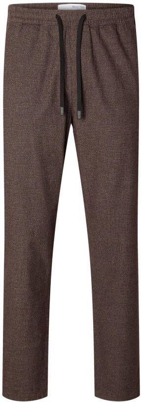 SELECTED HOMME geruite slim fit chino SLHSLIM bruin