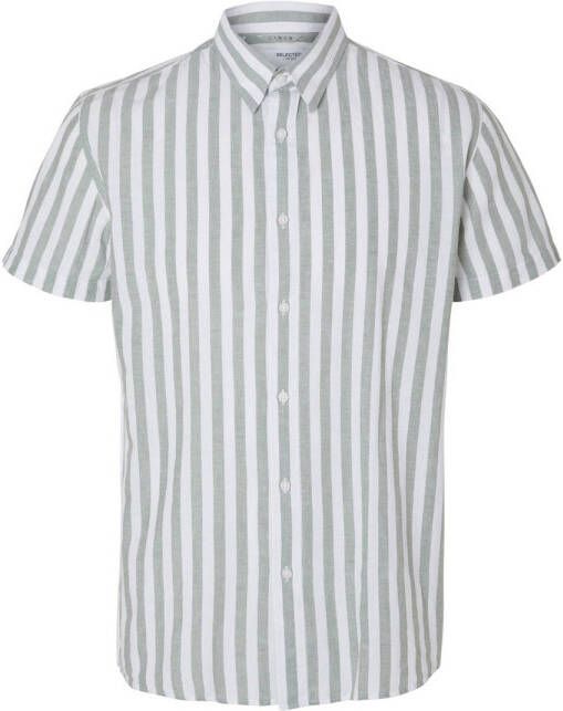 SELECTED HOMME Heren Overhemden Slhregnew-linen Shirt Ss Classic Beige
