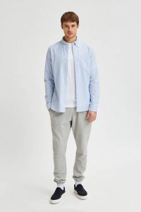 SELECTED HOMME gestreept regular fit overhemd SLHREGRICK-OX met biologisch katoen lichtblauw wit