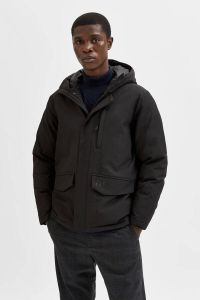 SELECTED HOMME gewatteerde jas SLHPIET van gerecycled polyester black