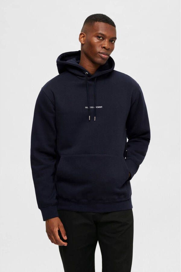 SELECTED HOMME hoodie SLHHANKIE met logo blauw