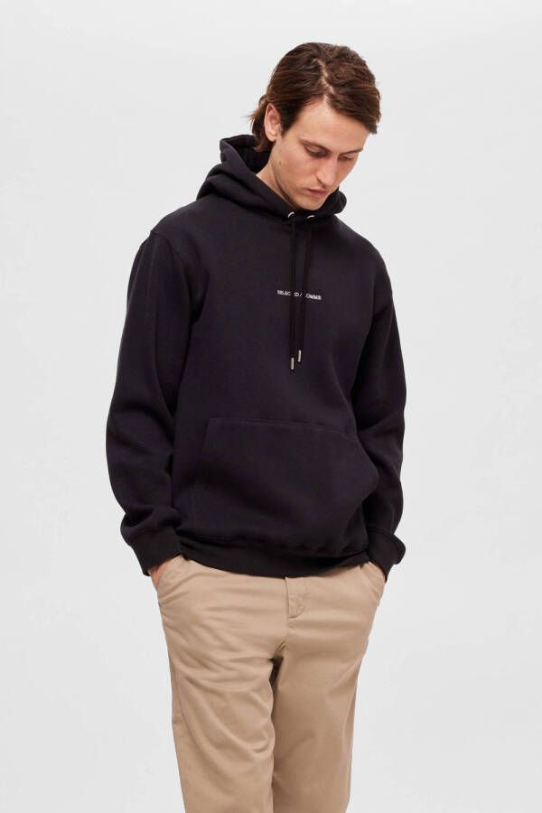 SELECTED HOMME hoodie SLHHANKIE met logo zwart