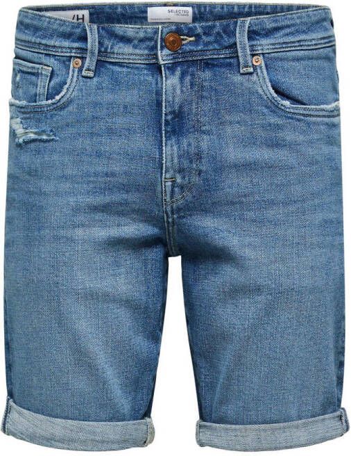 SELECTED HOMME regular fit jeans short SLHALEX light blue denim