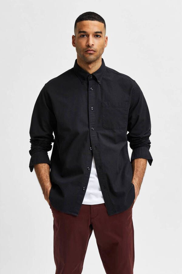 SELECTED HOMME regular fit overhemd SLHREGRICK-OX met katoen black